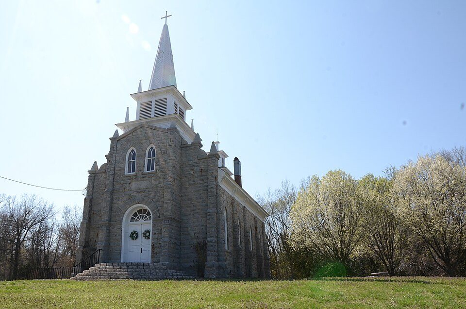 Splitlog Church at Cayuga’s border — Cayuga, Oklahoma