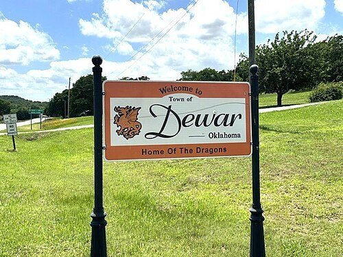 Town welcome sign — Dewar, Oklahoma